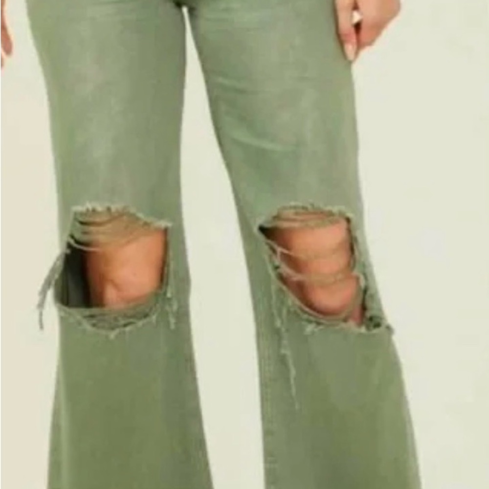 Altar’d State Distressed Olive Green Women's Jeans